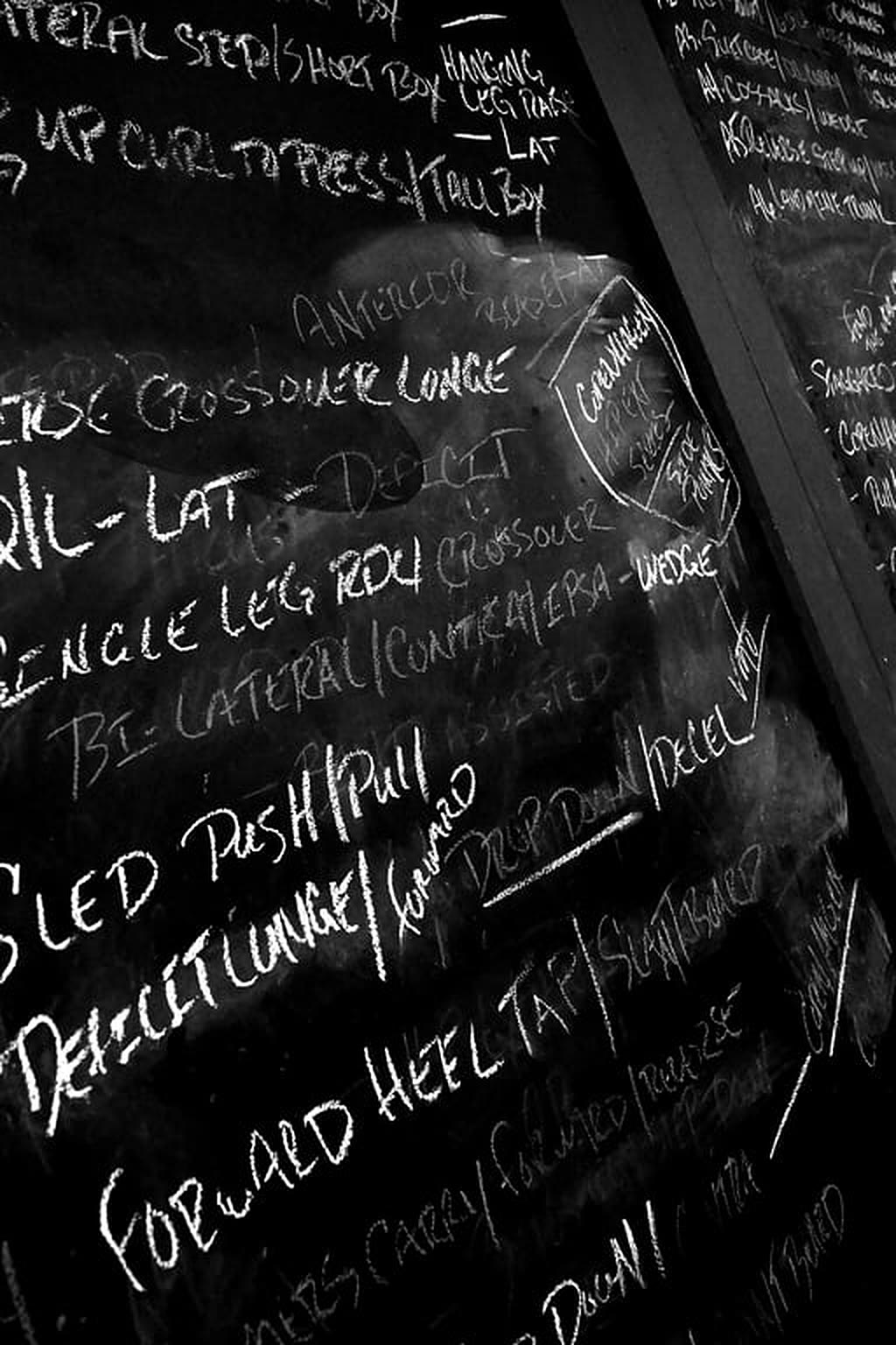 A session written out by hand in chalk on the board.